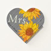 Carnet Mme Rustic Wood Grey Sunflower jaune (Dos)
