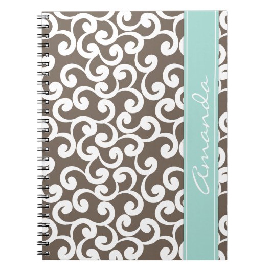 Carnet Mocha et Mint Monogrammes Éléments Imprimer (Devant)