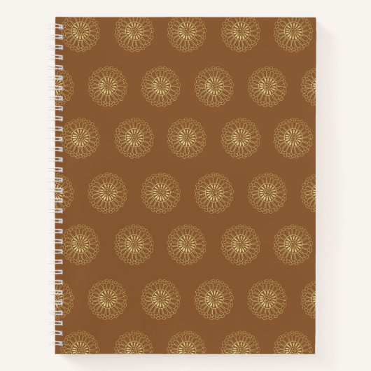 Carnet Mocha | Golden Zinnia Flower Medallions (Devant)