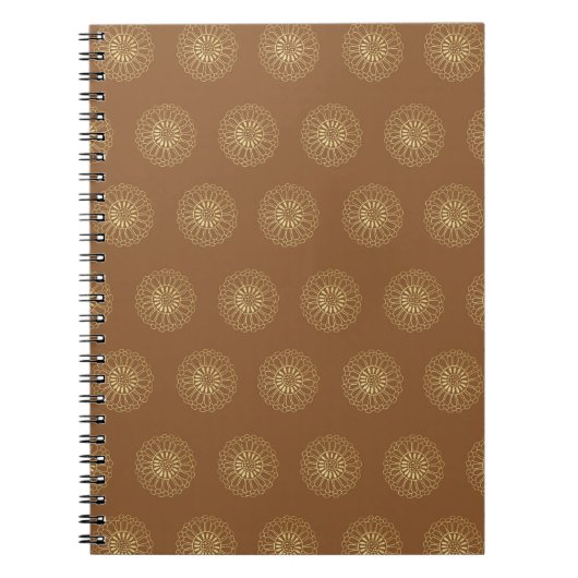 Carnet Mocha | Golden Zinnia Flower Medallions (Devant)