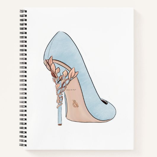 Carnet Mode Chaussure bleue par aquarelle (Devant)