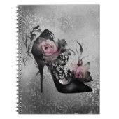 Carnet Mode gothique Stiletto talon avec Roses rose mauve (Devant)