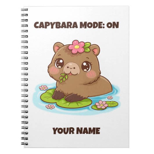 Carnet Mode Personnalisé Mignon Capybara Kawaii (Devant)