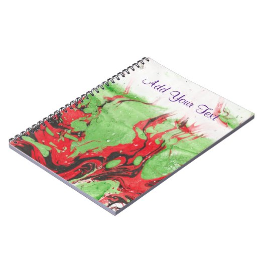 Carnet Modèle Abstrait noir rouge vert blanc (Côté gauche)