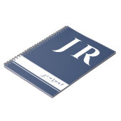 CARNET MODÈLE CLASSIQUE BLEUE ET BLANC INITIALES STRIPES (Côté gauche)