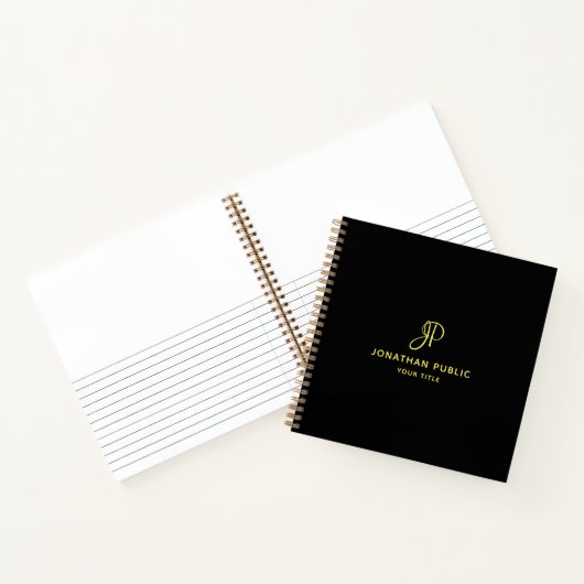 Carnet Modèle d'affaires Monogram Initial Gold Script (Intérieur)