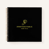 Carnet Modèle d'affaires Monogram Initial Gold Script (Devant)
