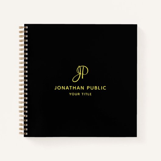 Carnet Modèle d'affaires Monogram Initial Gold Script (Devant)