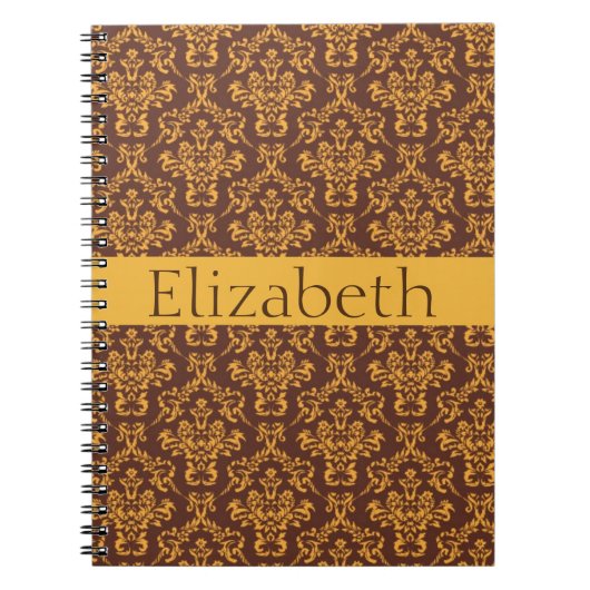 Carnet Modèle Damask personnalisé Badtern Or (Devant)