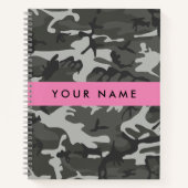 Carnet Modèle de camouflage gris, Votre nom, Personnalise (Devant)