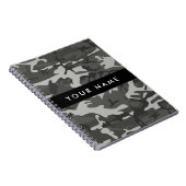 Carnet Modèle de camouflage gris, Votre nom, Personnalise (Côté Droit)