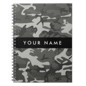 Carnet Modèle de camouflage gris, Votre nom, Personnalise (Devant)