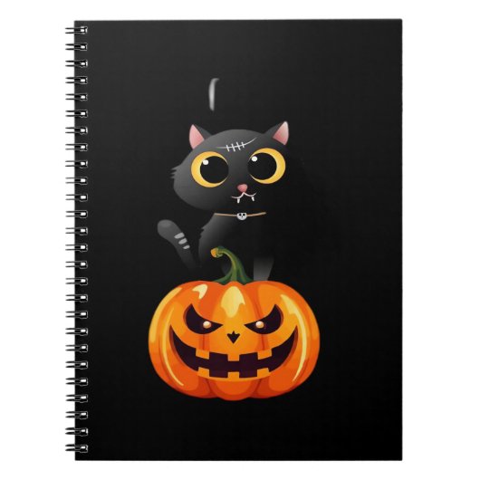 Carnet Modèle de chat noir Halloween � Art de citrouille (Devant)