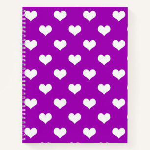 Carnet Modèle de coeurs adorables blancs et violets
