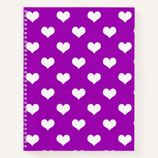 Carnet Modèle de coeurs adorables blancs et violets (Devant)