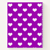 Carnet Modèle de coeurs adorables blancs et violets (Dos)