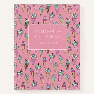 Carnet Modèle de cône de glace rose