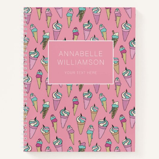 Carnet Modèle de cône de glace rose (Devant)