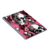 Carnet Modèle de crâne de rose de rose et de noir (Côté Droit)