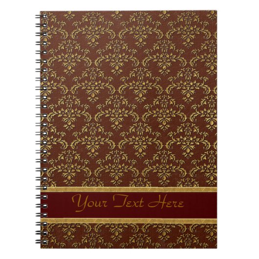 Carnet Modèle de Damas Brown et or (Devant)