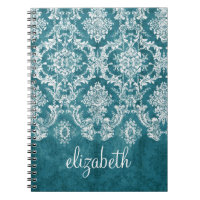 Modèle de Damas gris turquoise Texte personnalisé