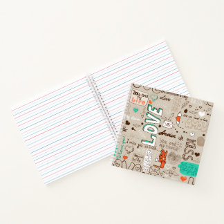 Carnet Modèle de doodle de citations d'amour