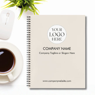 Carnet Modèle de logo d'entreprise personnalisé beige