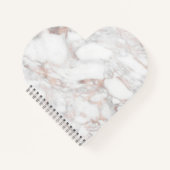 Carnet Modèle de marbre blanc or rose en forme de cœur (Devant)