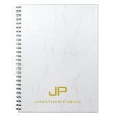 Carnet Modèle de marbre de monogramme doré professionnel  (Devant)