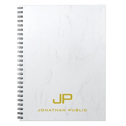 Carnet Modèle de marbre de monogramme doré professionnel  (Devant)
