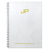 Carnet Modèle de marbre de monogramme doré tendance profe (Devant)