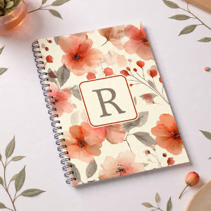 Carnet Modèle de monogramme de jolie fleur personnalisé