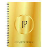 Carnet Modèle de monogramme moderne de style métallisé or (Devant)