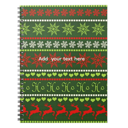 Carnet Modèle de motif de vacances rouge et vert (Devant)