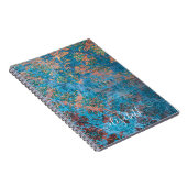 Carnet Modèle de motif vintage bleu monogramme (Côté Droit)