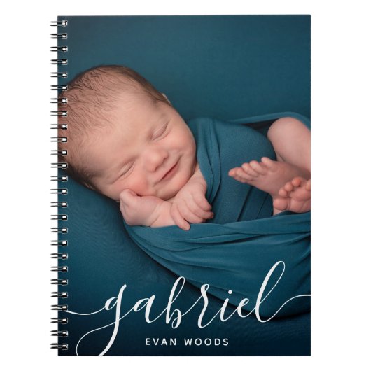Carnet Modèle de nom de bébé avec photo personnalisée (Devant)