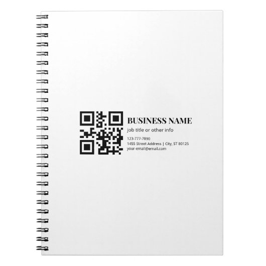 Carnet Modèle de nom d'entreprise de code QR personnalisé (Devant)