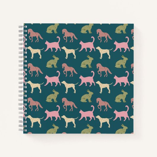 Carnet Modèle de silhouettes d'animaux Chien Chat Cheval (Devant)