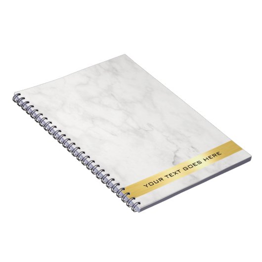 Carnet Modèle de spirale classique en marbre blanc or élé (Côté Droit)