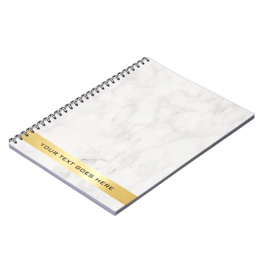 Carnet Modèle de spirale classique en marbre blanc or élé (Côté gauche)