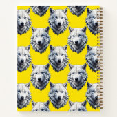 Carnet Modèle de tête de loup blanc design jaune (Dos)