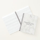 Carnet Modèle de texte personnalisé en marbre blanc avec (Intérieur)