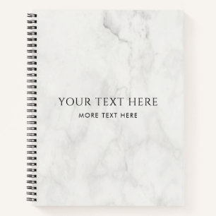 Carnet Modèle de texte personnalisé en marbre blanc avec