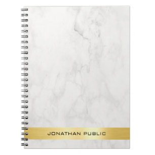 Carnet Modèle élégant de marbre blanc or tendance Spirale