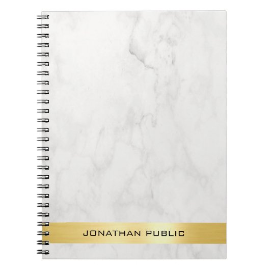 Carnet Modèle élégant de marbre blanc or tendance Spirale (Devant)
