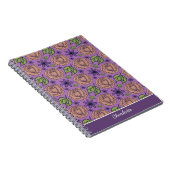 Carnet Modèle fleuri violet grande fleur avec nom (Côté Droit)