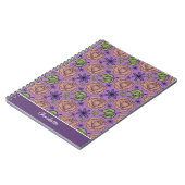 Carnet Modèle fleuri violet grande fleur avec nom (Côté gauche)