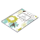 Carnet Modèle floral bleu et chartreuse Personnalisé (Côté gauche)