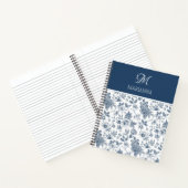 Carnet Modèle Floral bleu et nom Personnalisé (Intérieur)