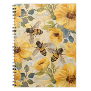 Carnet Modèle floral de fleur d'abeille de miel